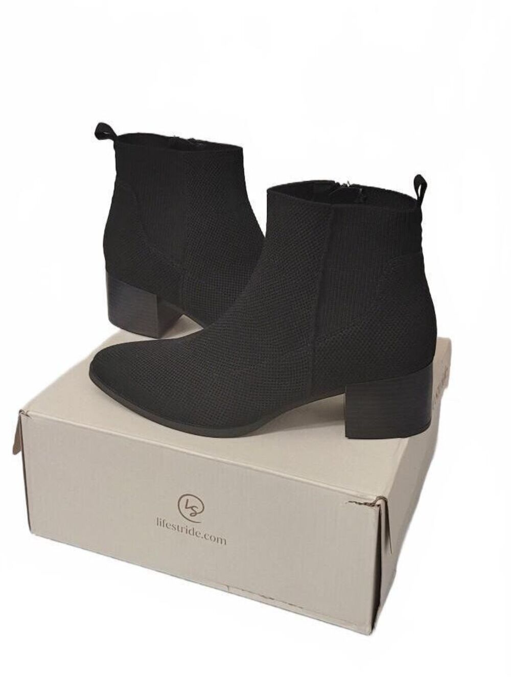 LifeStride Dazzle Black Block Heel Women's Ankle Boots Size 11 M
